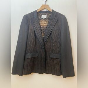 Alberto Makali Brown Black Jacket Blazer Snakeskin Print Textured Women’s Sz 6